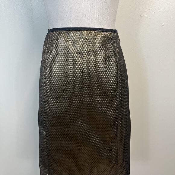 M.S.S.P. Skirt sz 12 Gold Diamonds Straight Knee Pleats Career Cocktail Wedding - Picture 2 of 7